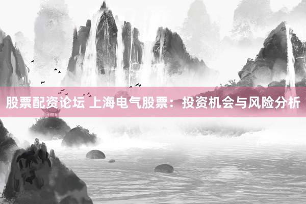 股票配资论坛 上海电气股票：投资机会与风险分析