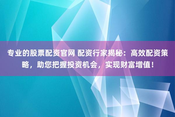专业的股票配资官网 配资行家揭秘：高效配资策略，助您把握投资机会，实现财富增值！