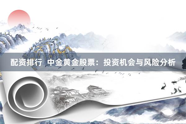 配资排行  中金黄金股票：投资机会与风险分析