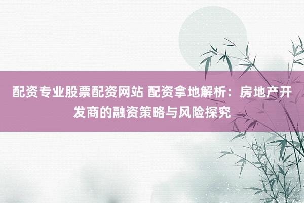 配资专业股票配资网站 配资拿地解析：房地产开发商的融资策略与风险探究