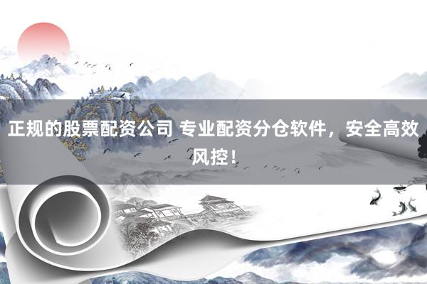 正规的股票配资公司 专业配资分仓软件，安全高效风控！