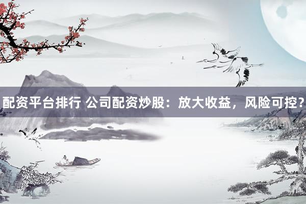 配资平台排行 公司配资炒股：放大收益，风险可控？