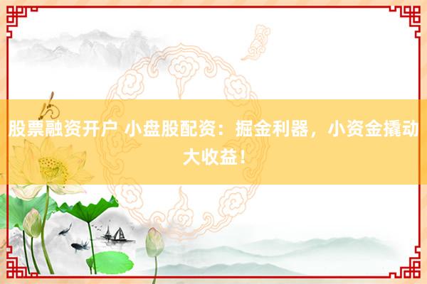 股票融资开户 小盘股配资:掘金利器,小资金撬动大收益!
