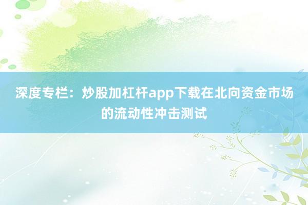 深度专栏:炒股加杠杆app下载在北向资金市场的流动性冲击测试