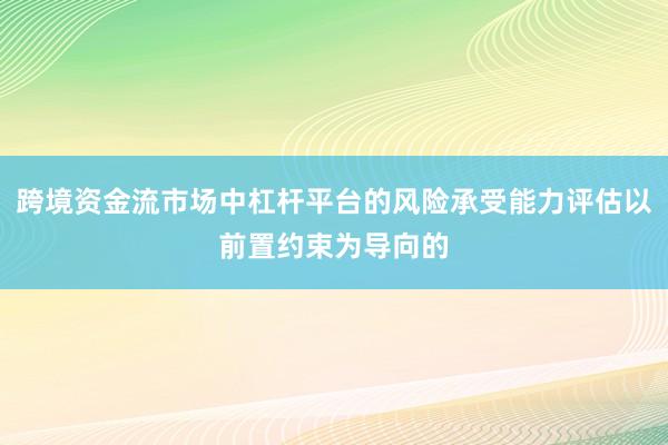 跨境资金流市场中杠杆平台的风险承受能力评估以前置约束为导向的