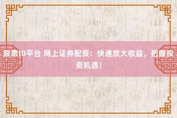 股票t0平台 网上证券配资：快速放大收益，把握投资机遇！