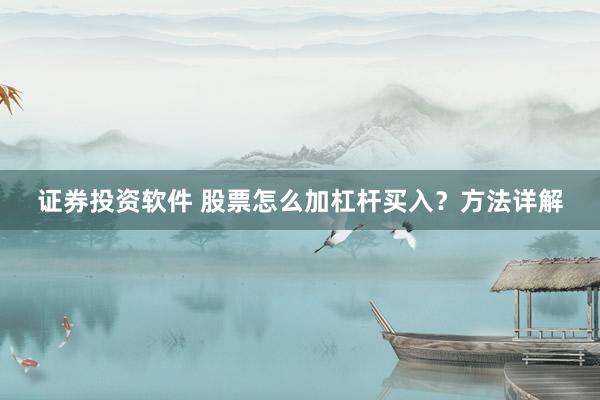 证券投资软件 股票怎么加杠杆买入？方法详解