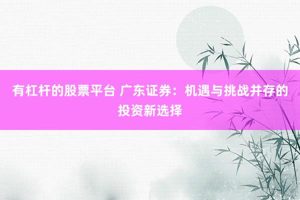 有杠杆的股票平台 广东证券：机遇与挑战并存的投资新选择