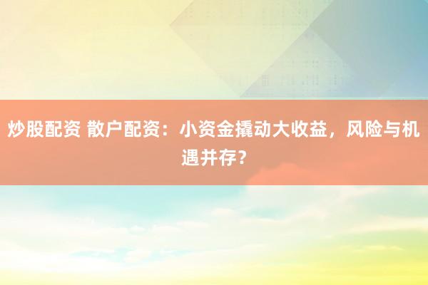 炒股配资 散户配资：小资金撬动大收益，风险与机遇并存？