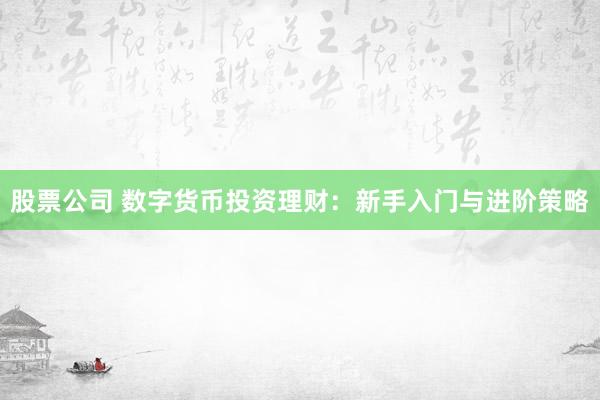 股票公司 数字货币投资理财：新手入门与进阶策略